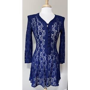 All That Jazz 80s Dress Lace Corset Back Purple Fairycore Whimsigoth sz 5/6 FLAW